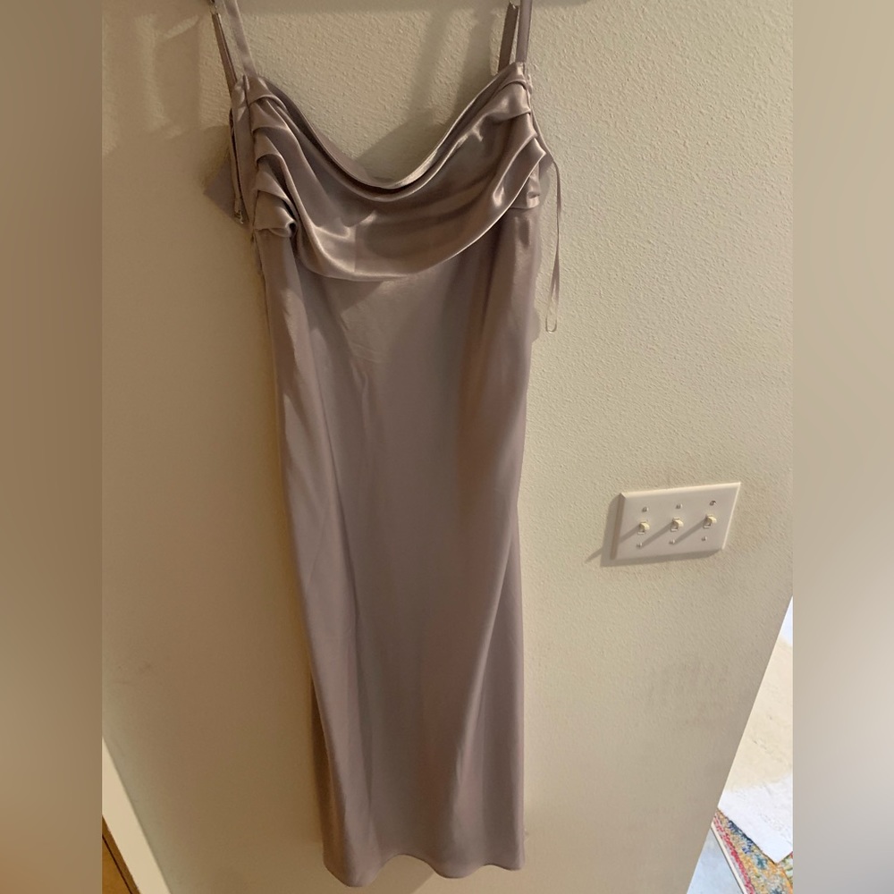 NWT Zara silver satin mini dress